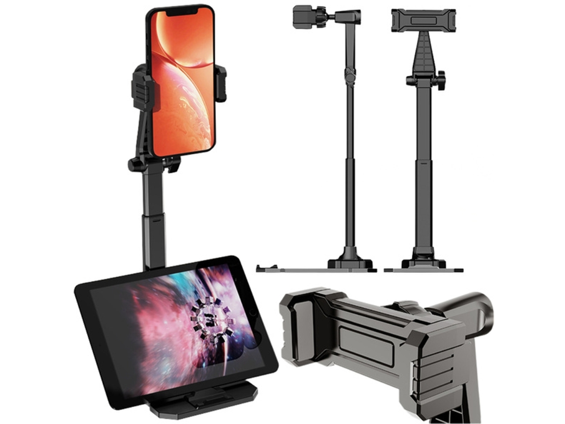 Suporte Robusto E Ajustável Para Celular E Tablet Em Aço.