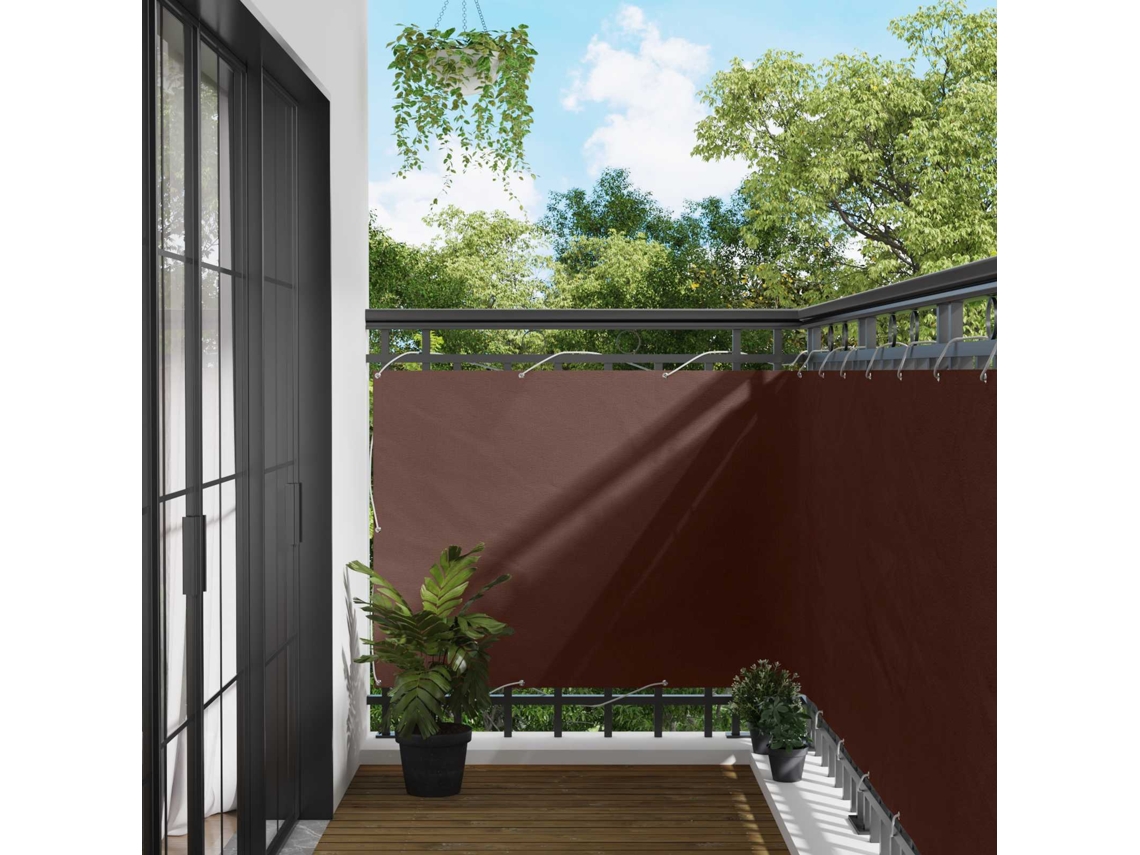 Vidaxl Tela De Varanda 110 X 300 Cm Tecido Oxford Retangular Castanho