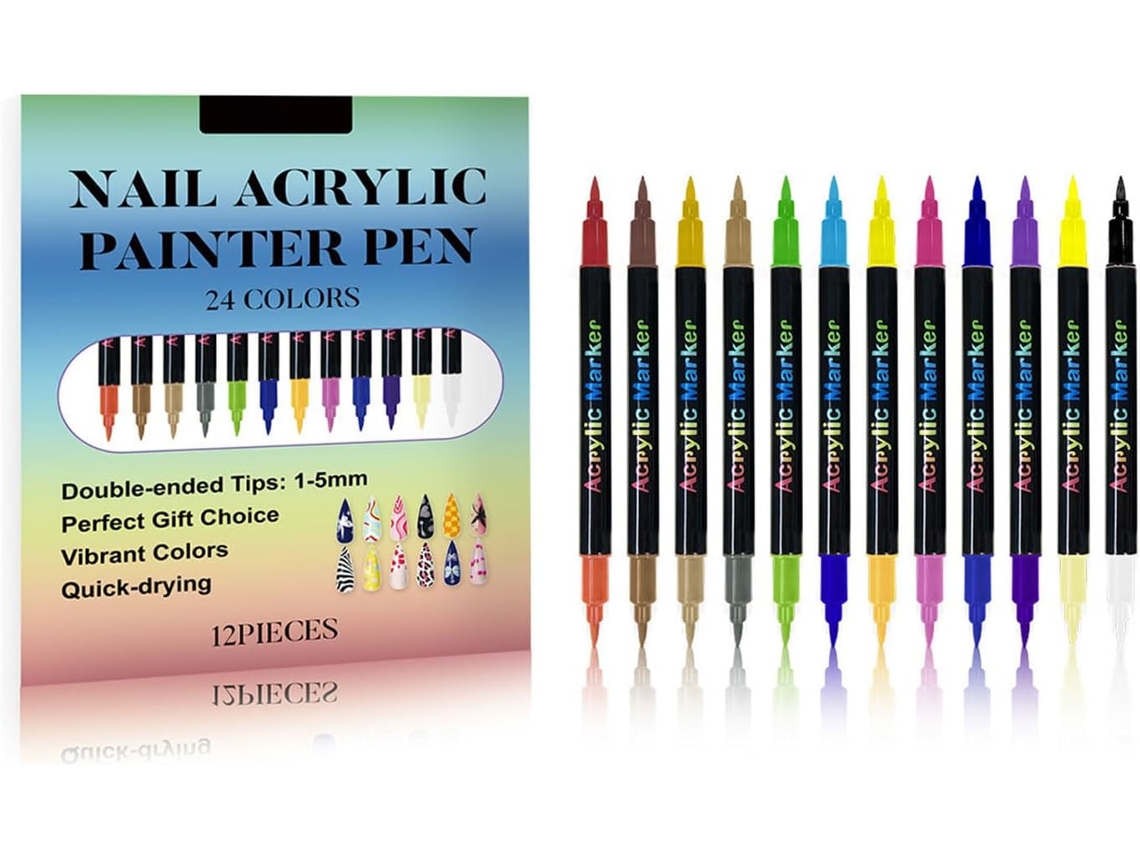 Conjunto de 12 Canetas SFUSHOS para Nail Art com ponta dupla