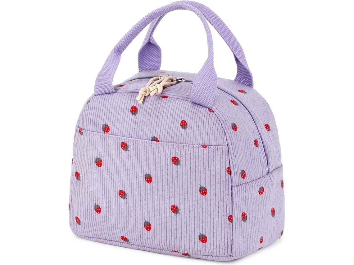 Lancheira para mulheres e homens, lindas bolsas de veludo cotelê reutilizáveis, lancheira térmica de grande capacidade, Aquaforge reutilizável