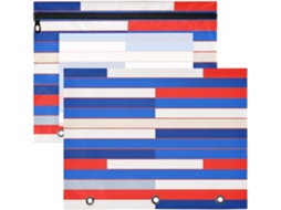 Conjunto de 2 Estojos Transparentes com 3 Argolas para Folhas A4, Estampa da Carta do Professor, Listras Branc
