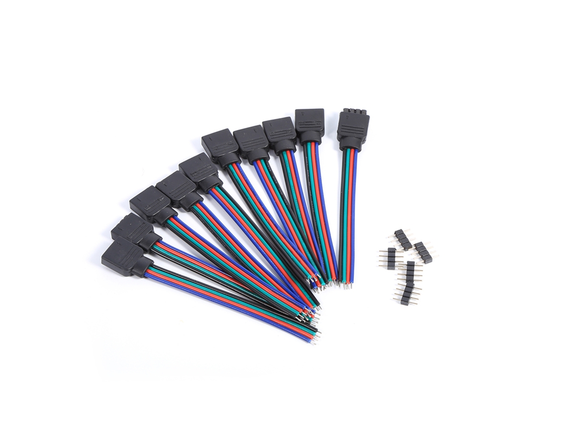 2026 10 Peças de Cabo Conector Fêmea Macho de 4 Pinos para Fita Led Smd 3528 5050