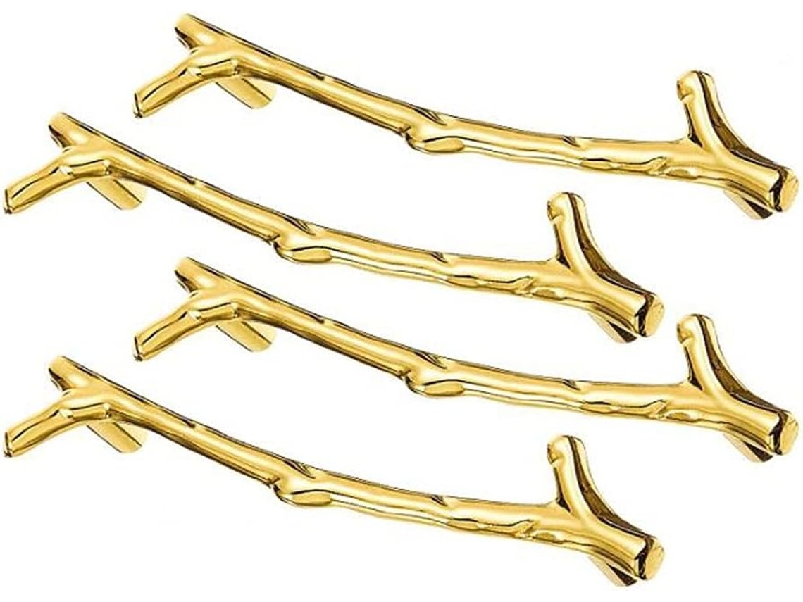 Conjunto De 4 Puxadores Em Formato Galho Árvore Para Cozinha, Armários, Gavetas E Portas Diâmetro 128mm