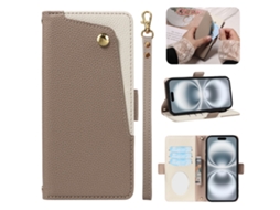 Capa Para Celular Em Couro Texturizado Com Cordão, Capa Para Iphone.cinza - Iphone 17 Pro Max