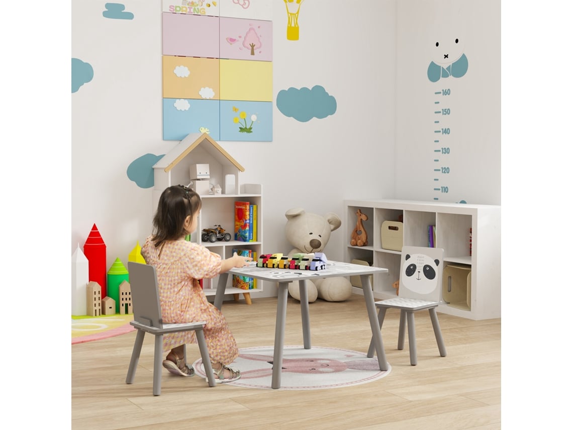 Conjunto De Mesa E 2 Cadeiras Conjunto De Móveis Infantis Branco, Resistente E Durável