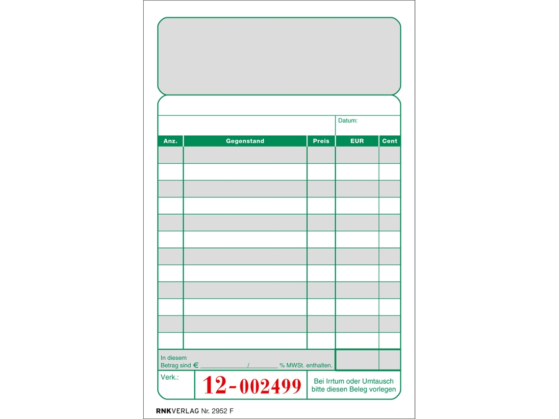 Bloco de Dinheiro RNK VERLAG 96 X 167 Mm 2 X 50 Folhas
