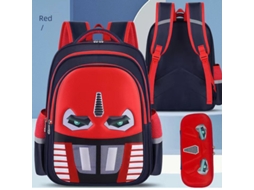 Mochila Infantil De Robô Cartoon Com Estojo, Faixa Refletiva E Proteção Para A Coluna Tamanho L Vermelho