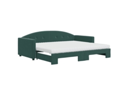 Daybed With Trundle, Daybeds With Trundles Vidaxl Verde Veludo (90 X 200 Cm)