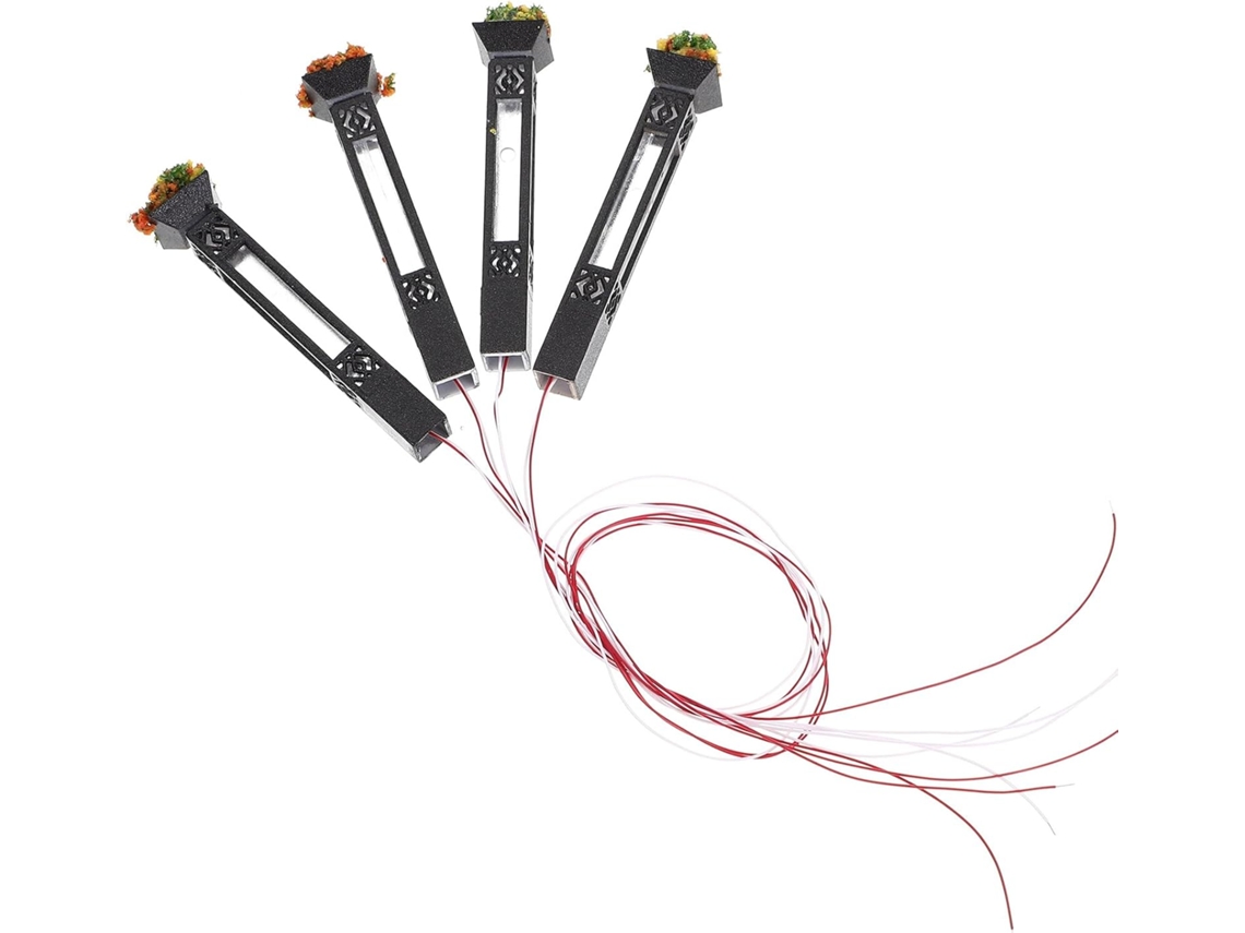 Conjunto De 4 Mini Postes De Iluminação De Jardim Pretos Para Decoração Externa, Modelos Em Abs.