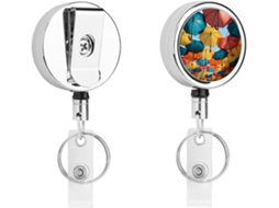 Porta Crachá Retrátil Com Mosquetão Cinto E Chaveiro, Guarda Chuva Colorido, Retráteis De Metal Resistentes