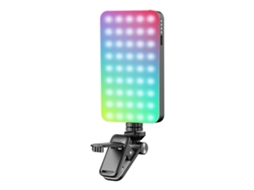 Luz Led Rgb Regulável 2500k-9000k Com 10 Efeitos Para Videoconferência Laptop Móvel Câmera Clip Bateria Integrada