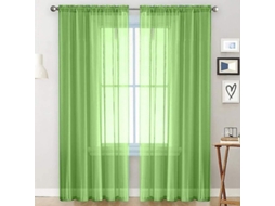 Rebe-cortinas Transparentes De Poliéster Com Aplicações No Estilo Lino 100x250 Cm Verde