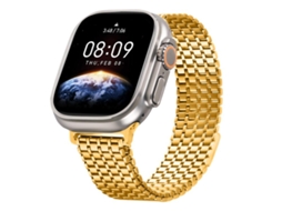 Bracelete Para Apple Watch 46/49/45/44mm - Aço Com 9 Esferas Magnéticas Dourada