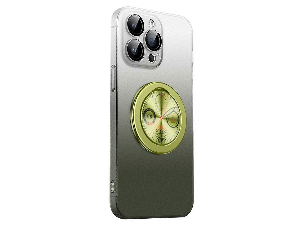 Capa Para Iphone 15 Pro Com Mostrador E Suporte, Cor Gradiente, Capa Rígida De Pc, Verde