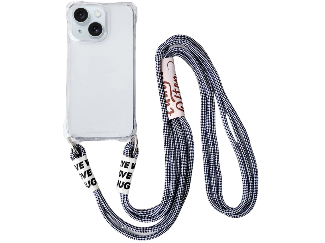 Correia Casa Quedas Para Iphone 15 Plus Pele Sintética Transparente