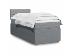 Vidaxl Cama Com Molas/colchão 90x190 Cm Tecido Cinzento-claro
