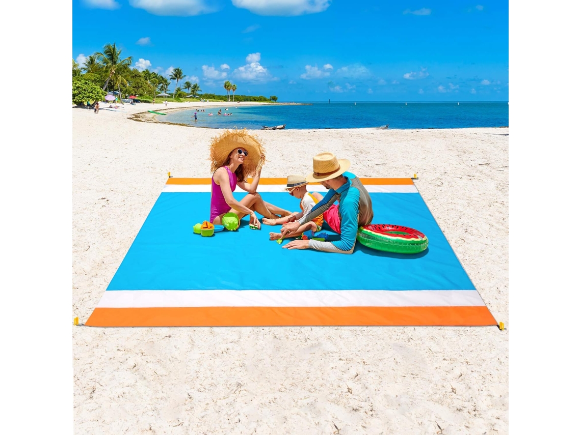 Tapete de praia resistente à areia, 200 cm x 203 cm (80" x 80"), adequado para 1 a 3 adultos, à prova d'água, leve, tapete de piquenique, Slowmoose branco