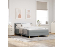 Vidaxl Cama Box Spring Led Cinzento-claro 140 X 190 Cm Tecido