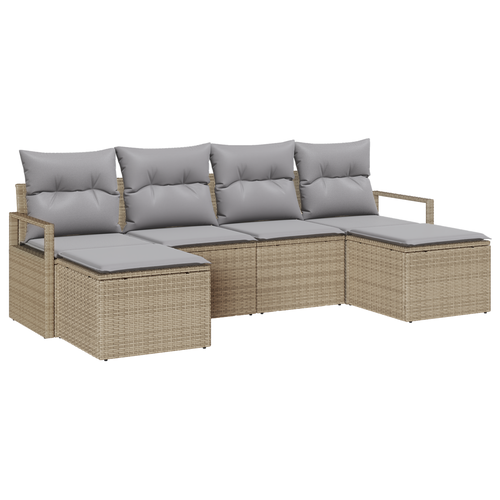 Conjunto 6 Sofá Exterior Vidaxl Bege Vime Pe (230 X 117 X 85 Cm)