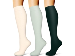 Conjunto De 3 Pares Meias De Compressão Para Mulheres E Homens, Ideais Para Amamentação, Viagens, Voos, Corrida