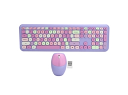 Conjunto De Teclado E Mouse Sem Fio 2.4g Roxo