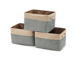 Cesto Dobrável Para Armazenamento De Roupas De Cama Com Alças Conjunto De 3 Olysi Shop (cinza/bege)