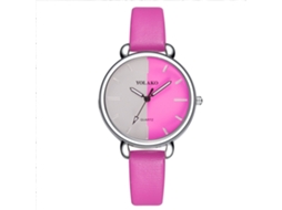 Relógio Feminino Casual de Quartzo com Pulseira Pu Elegante Simples Rose Red