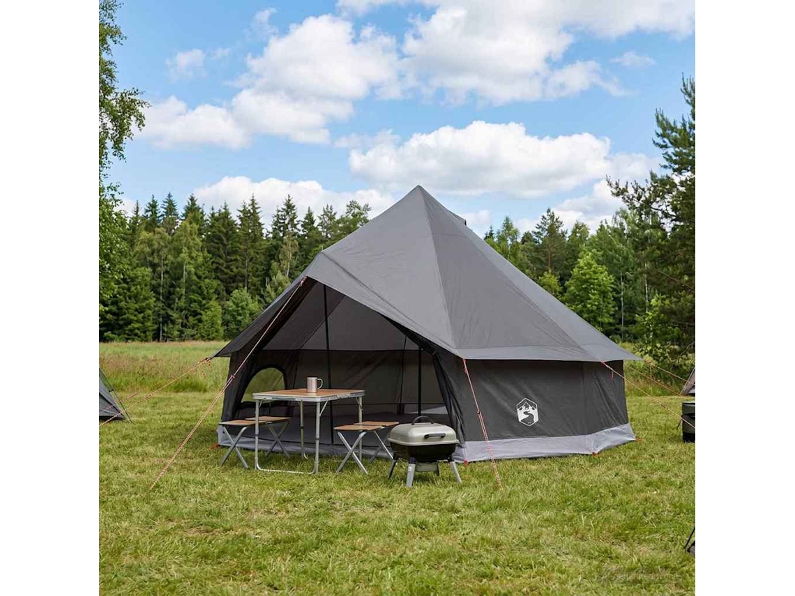 Vidaxl Barraca Tipi 12 Pessoa Marrom Cinza Poliéster E Aço