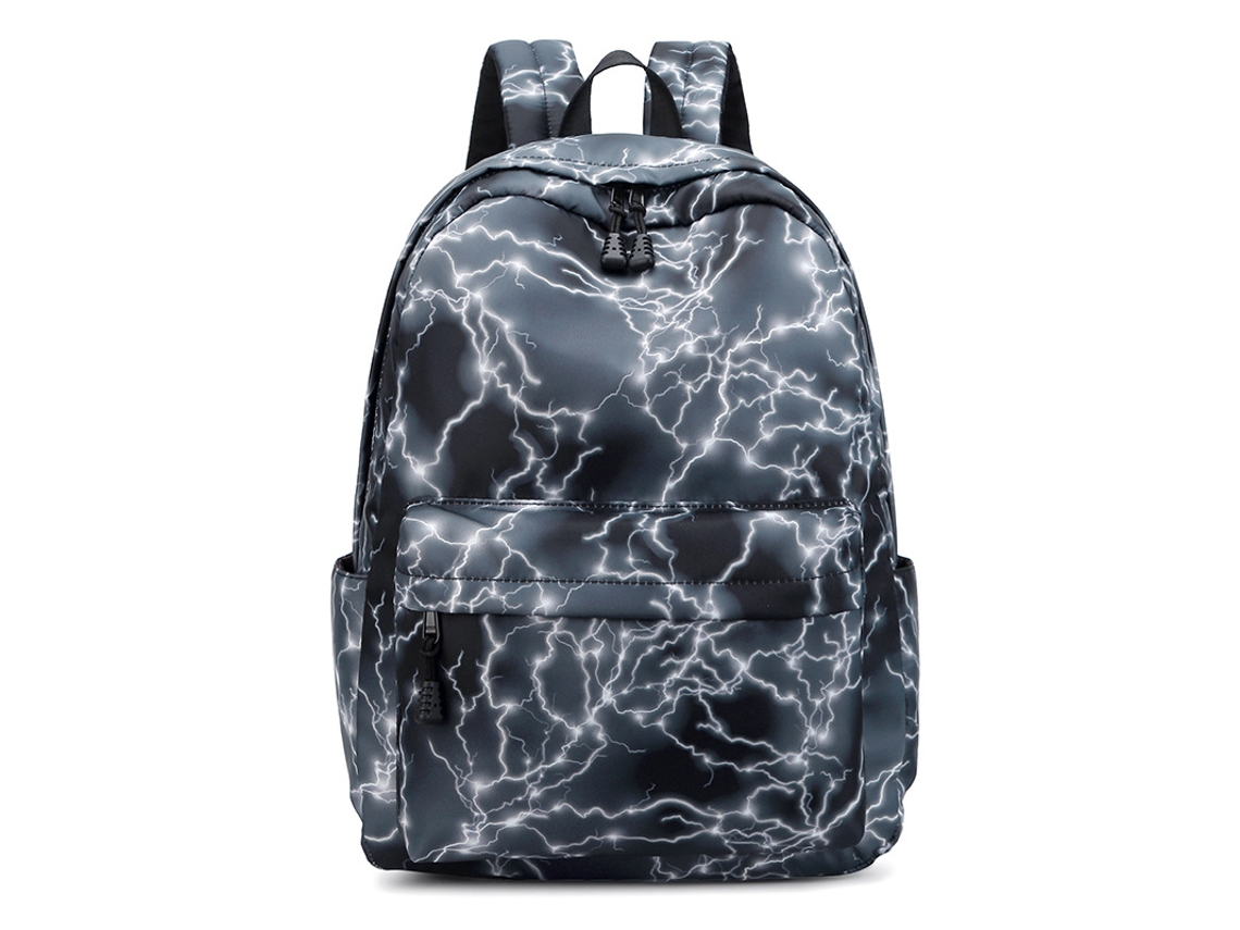 Mochila com estampa de relâmpagos estrelados, Cinzento