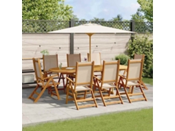 Vidaxl 9 Pcs Conjunto De Jantar Para Jardim Acácia Maciça E Textilene