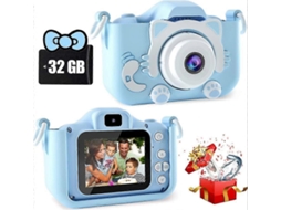 Câmera Infantil Azul, Câmera Digital De 2,0 Polegadas, Câmera Hd 1080p Para Meninos E Meninas De 3 A 12 Anos, Presente De Brinquedo Brilvibera