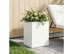 Vidaxl Vaso De Jardim Branco 40 X 30 X 40 Cm Aço Laminado A Frio