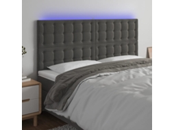 Vidaxl Cabeceira De Cama C/ Led Veludo 180x5x118/128 Cm Cinza-escuro