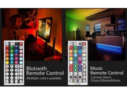 Lurelia Fita Led Rgb 15 M, Smd 5050, 18 Luzes, 44 Botões, 12 V, 84 W, Bluetooth, App, Comando Remoto, Sincronização Musical