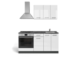 Cozinha R-line, 160cm Com Móvel Para Forno E Pia Sem Pl, Branco Brilhante/antracite, Antracite, Vicco