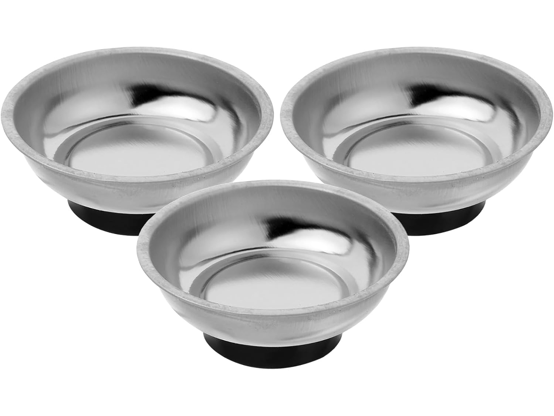 Bandejas Magnéticas Redondas Para Ferramentas Em Aço Inoxidável, 7,6 Cm, Conjunto De 3 Recipientes Magnéticos Para Parafusos E Porcas.