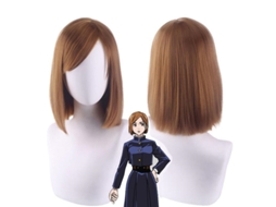Peruca De Cosplay Nobara Kugisaki | Cabelo Curto Castanho, Estilo Autêntico Para Fãs De Jujutsu Kaisen