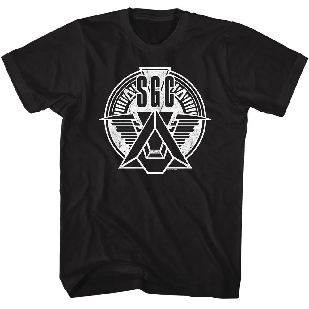 Rockinstone Stargate Sgc Emblem 7 Black Adult T-shirt Size:s