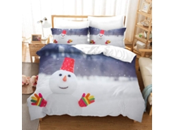 Capa de Edredom Boneco de Neve em Microfibra Fronha 240x260cm