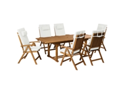 Conjunto De Comedor Exterior Con Sillas Beliani Java Premium De Madera De Acacia Marrón 220x90x74