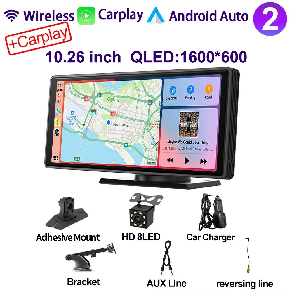 (pad-cam) Sistema Multimídia Automotivo Qled De 10,26 Polegadas, Compatível Com Carplay Sem Fio E Android.