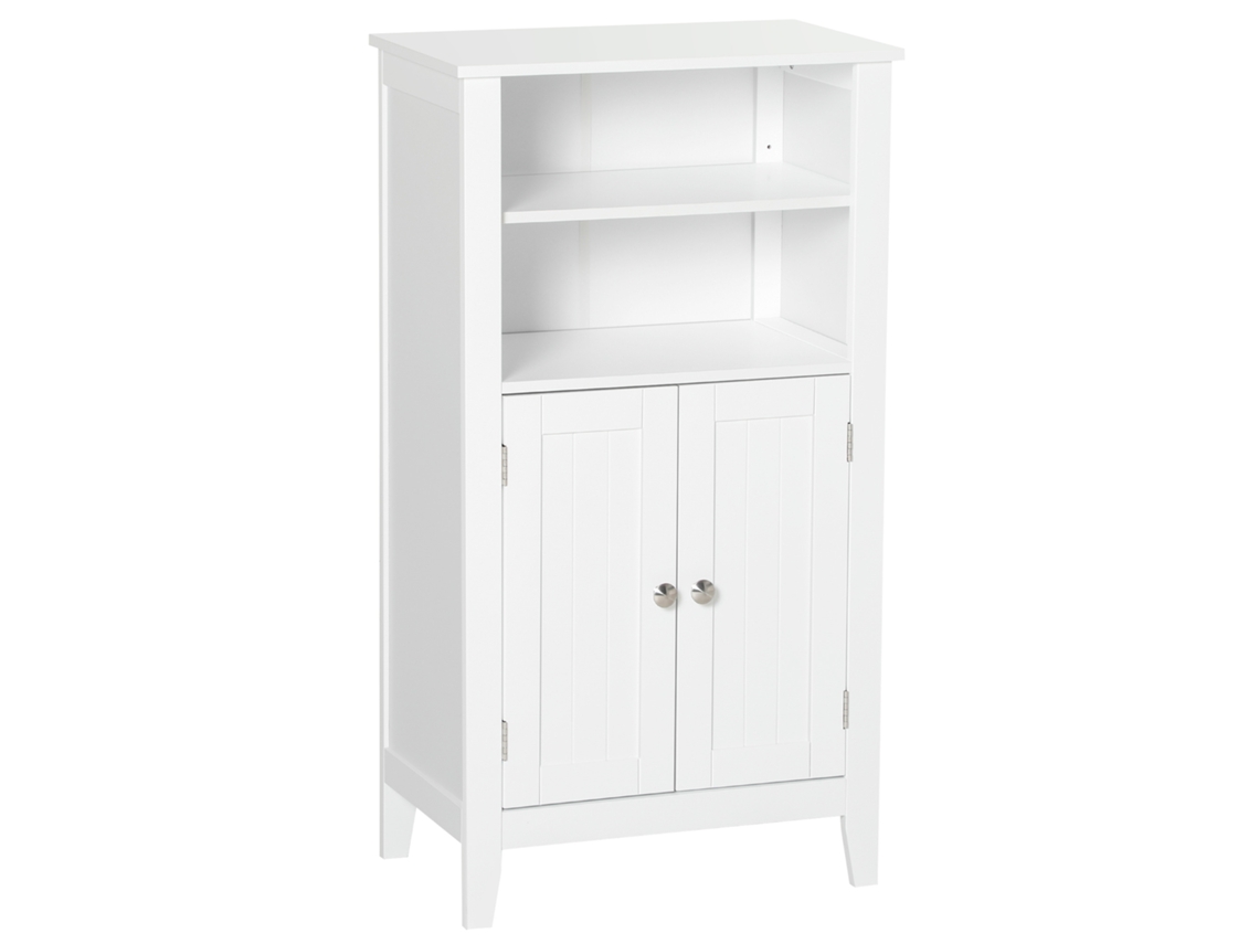 Móvel para banheiro com prateleiras ajustáveis e armário de 2 portas, em madeira, 50x30x93 cm branco BTFORUS