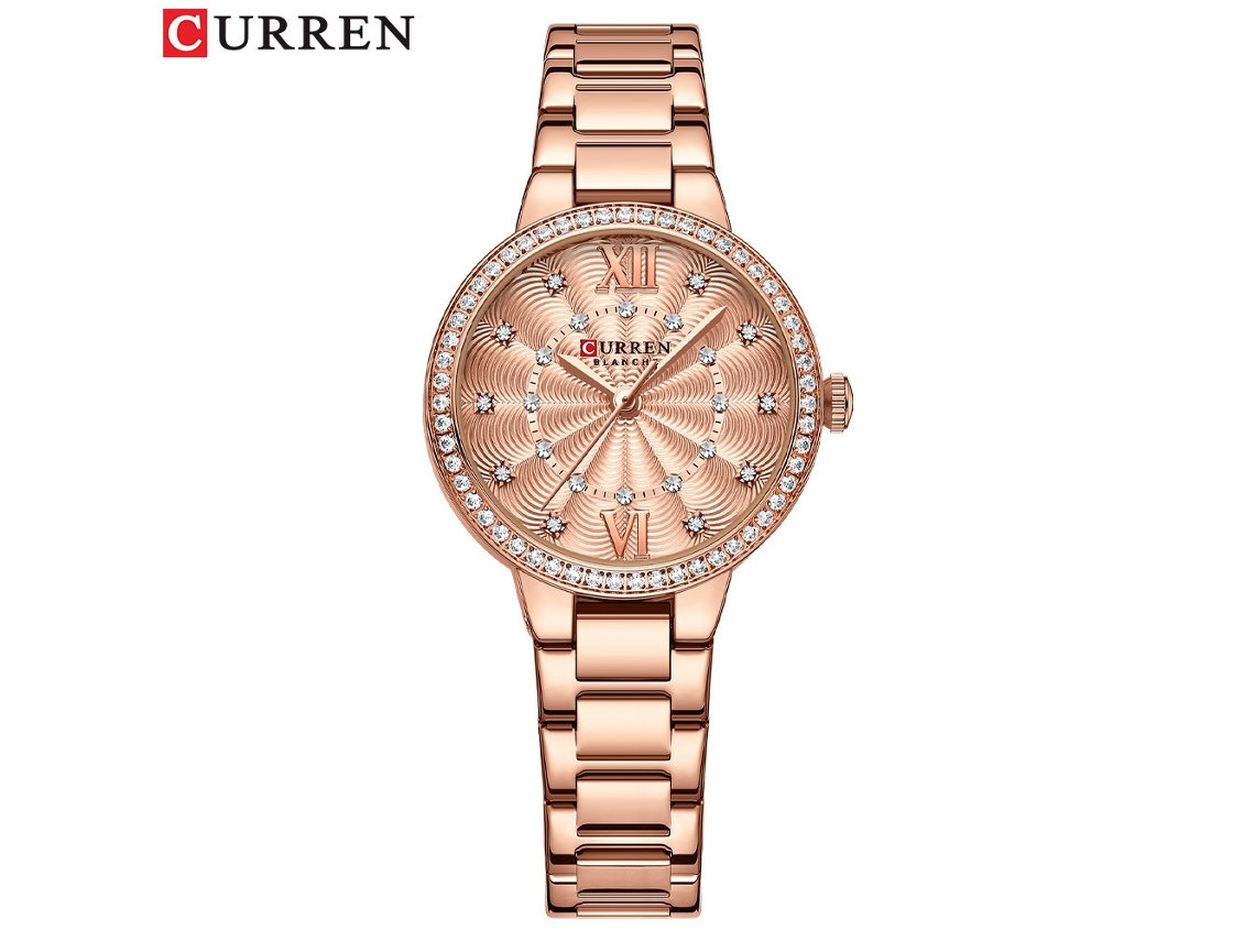 Relógio Feminino De Aço Com Strass E Pulseira Roscada, Mostrador Pequeno E Simples, Formato Redondo.
