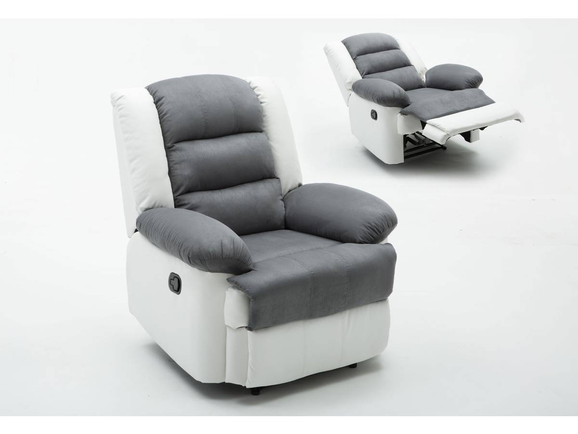 Sillón relax ''Buckingham'' - Blanco / Gris claro