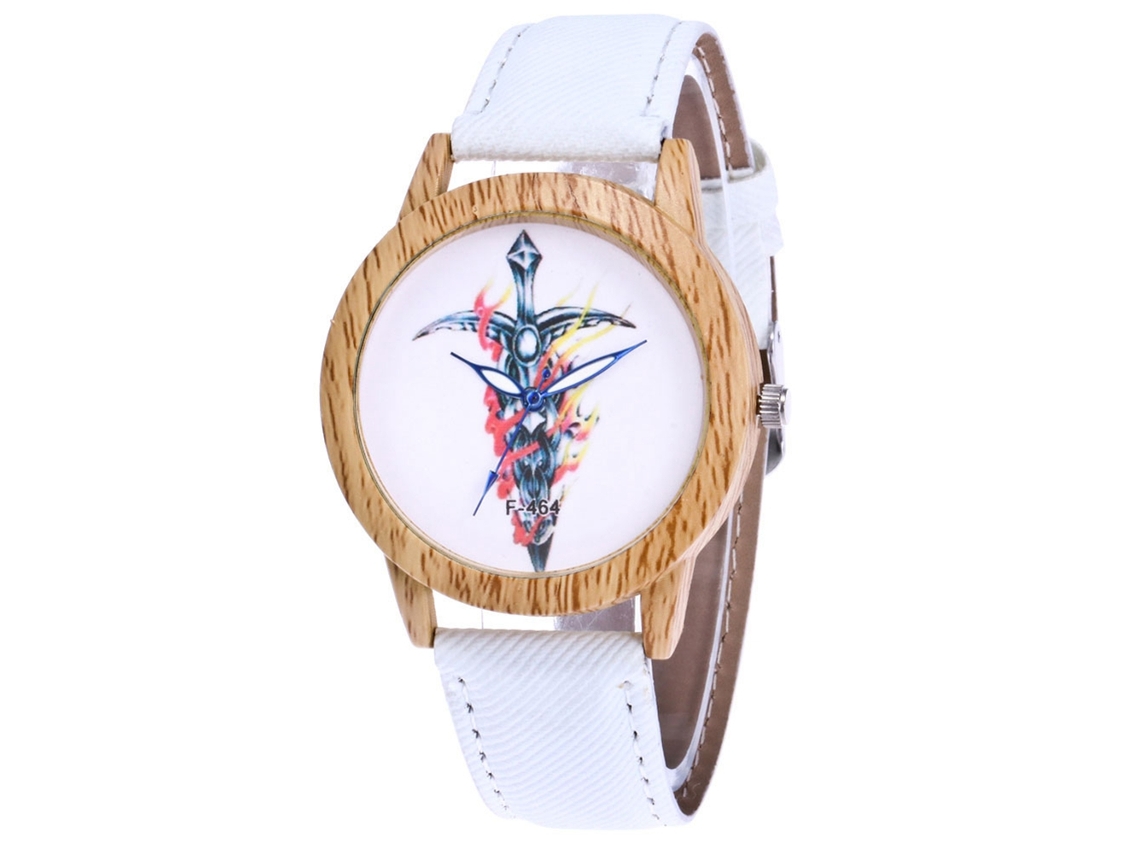Relógio Analógico de Quartzo Feminino com Pulseira Pu Estilo Clássico Simples Branco