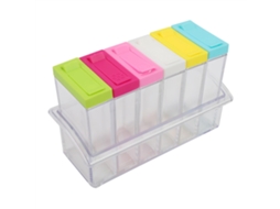 Conjunto de 6 Potes Plásticos Transparentes para Tempero, Dispensadores de Condimentos para Cozinha