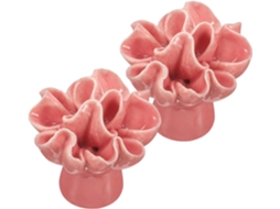 Conjunto De 2 Puxadores Gaveta Em Cerâmica Com Formato Rosa, Com Furo Único, Para Portas De Armários