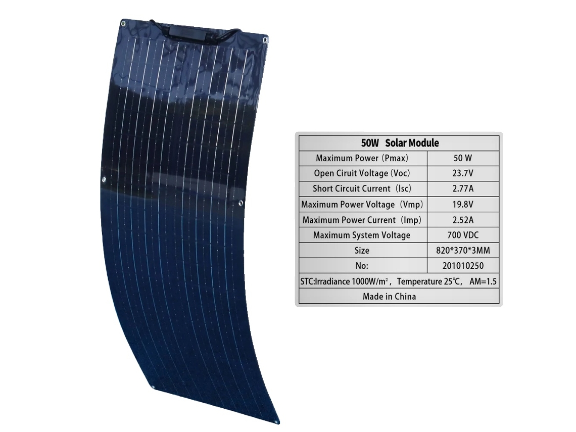 Kit de Painel Solar Monocristalino Flexível, Novo, 50w BRILVIBERA