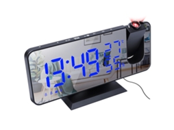 Relógio Digital Multifuncional com Rádio Espelho Projeção e Tela de Temperatura e Humidade LAXISCREED