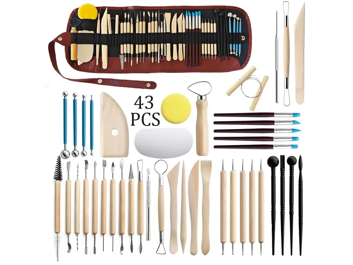 Kit De 43 Peças Para Cerâmica E Escultura – Para Argila Polimérica, Argila De Secagem Ao Ar E Argila Para Cerâmica.